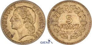 Quatrième république (1947-1959) - 5 francs Lavrillier bronze alu 1947