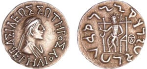 Royaume de Bactriane - Hermaios - Tétradrachme (40-1 av. J.-C.) Royaume de Bactriane - Hermaios - Tétradrachme (40-1 av. J.-C.)