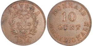 France - Siège d'Anvers (Louis XVIII) 10 centimes 1814