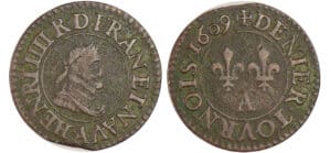 Henri IV (1589-1610) - Denier tournois - 1609 A (Paris)