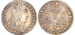 Louis XIV (1643-1715) - 1/10 d'écu aux 3 couronnes - 1712 N (Montpellier) Louis XIV (1643-1715) - 1/10 d'écu aux 3 couronnes - 1712 N (Montpellier)