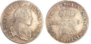 Louis XV (1715-1774) - XX sols de France-Navarre - 1719 H (La Rochelle) Louis XV (1715-1774) - XX sols de France-Navarre - 1719 H (La Rochelle)