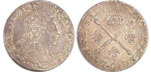Louis XIV (1643-1715) - 20 sols aux insignes - 1707 9 (Rennes) Louis XIV (1643-1715) - 20 sols aux insignes - 1707 9 (Rennes)