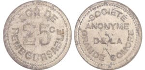 Comores - Monnaies de nécessité - Société anonyme de la grande Comores - 25 centimes ND