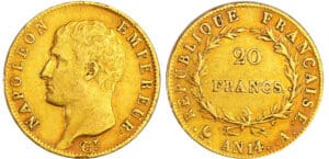 Napoléon 1er (1804-1814) - 20 francs tête nue An 14 A (Paris)