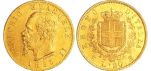 Italie - Vittorio Emanuele II (1849-1861) - 20 lires 1865 (Turin)