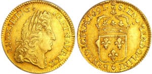 Louis XIV (1643-1715) - Louis d’or à l’écu - 1691 M couronné (Metz) flan neuf Louis XIV (1643-1715) - Louis d’or à l’écu - 1691 M couronné (Metz) flan neuf