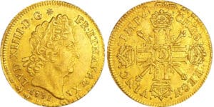 Louis XIV (1643-1715) - Louis d’or aux 8 L et aux insignes - 1701 (Lyon) flan réformé