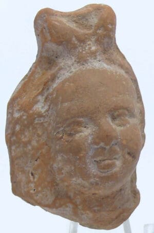 Egypte - Epoque romaine - Tête d'Arpocrate en terre cuite - -200-0 av. J.-C.