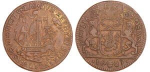 Pays-Bas méridionaux - Jeton - Théodore d'Elshout (dit van Heusden), intendant du canal, 1687 Pays-Bas méridionaux - Jeton - Théodore d'Elshout (dit van Heusden), intendant du canal, 1687