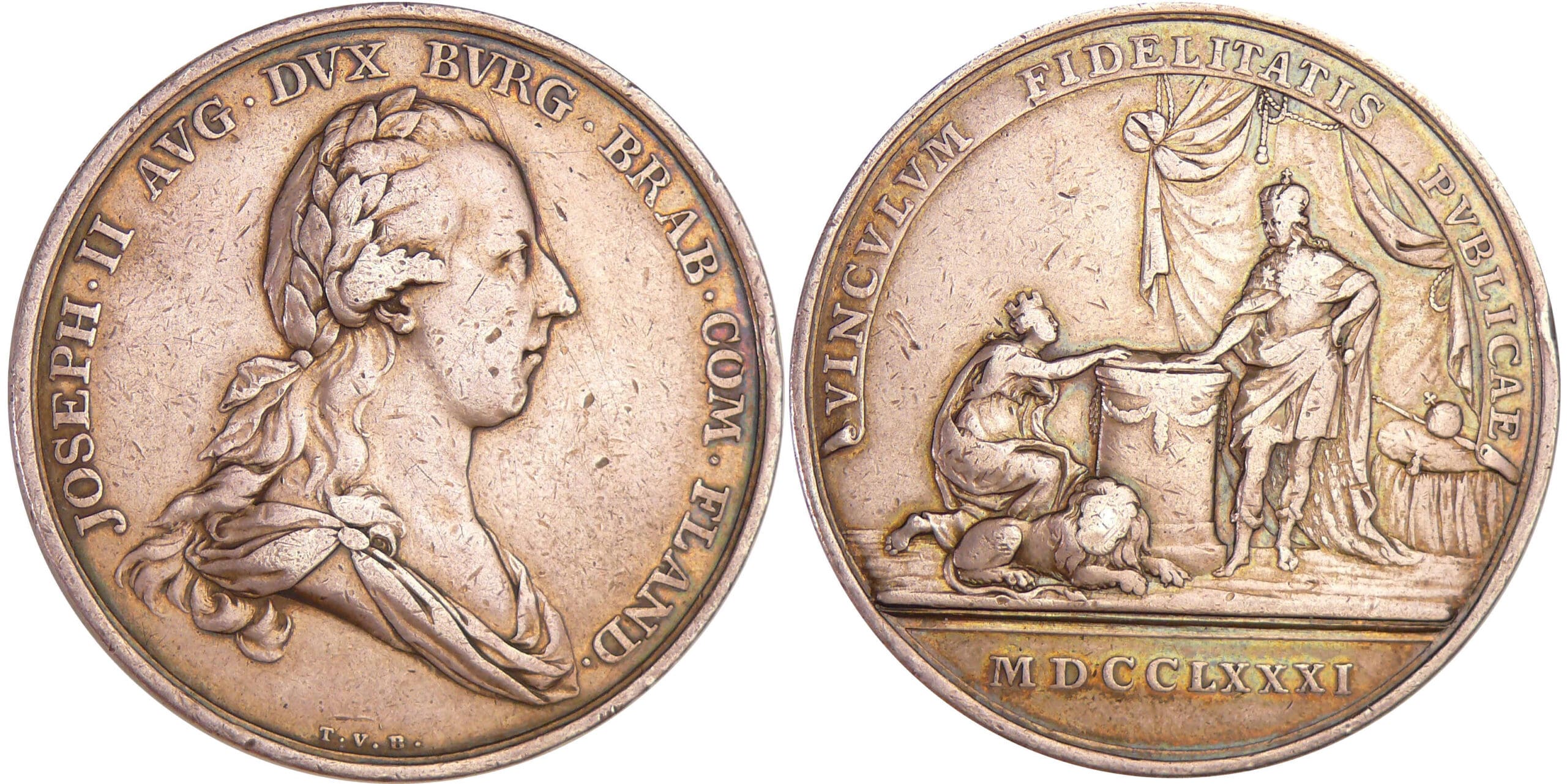 Pays-Bas méridionaux - Jeton - Th. van Berckel. Inauguration de Joseph II, Premier module, 1781 Pays-Bas méridionaux - Jeton - Th. van Berckel. Inauguration de Joseph II, Premier module, 1781