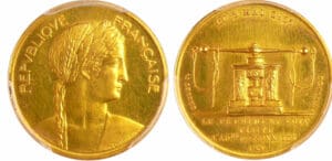 Quatrième république (1947-1959) - module de la 20 francs Visite de René Coty à la monnaie de Paris 1955