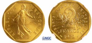 Cinquième république (1959- ) - 2 francs Semeuse 1979 piéfort or