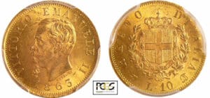 Italie - Victor-Emmanuel II (1861-1878) - 10 lires 1863 T (Turin)