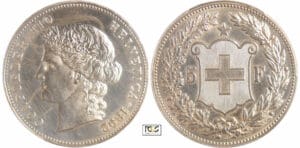 Suisse - Confédération Suisse (1848 à nos jours) - 5 francs 1892 B (Berne)