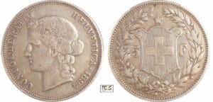 Suisse - Confédération Suisse (1848 à nos jours) - 5 francs 1894 B (Berne)