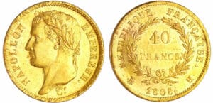Napoléon 1er (1804-1814) - 40 francs revers république 1808 H (La Rochelle)