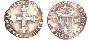 Louis XIII (1610-1643) - 1/8 d'écu à la croix fleurdelisée, avers côté croix - 1629 L (Bayonne) Louis XIII (1610-1643) - 1/8 d'écu à la croix fleurdelisée, avers côté croix - 1629 L (Bayonne)