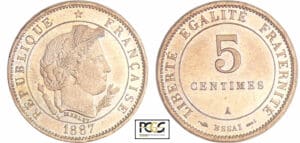 Troisième république (1871-1940) - 5 centimes 1887 A (Paris) Merley type II essai