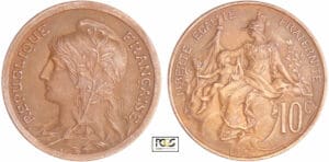 Troisième république (1871-1940) - 10 centimes 1897 essai tête à gauche, flan mat