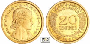 Cinquième république (1959- ) - 20 centimes1961 concours de Cochet, pré-série