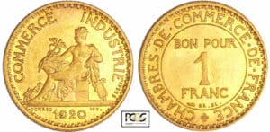 Troisième république (1871-1940) - 1 franc Chambre de commerce 1920 essai Troisième république (1871-1940) - 1 franc Chambre de commerce 1920 essai