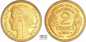 Troisième république (1871-1940) - 2 francs Morlon 1933 essai Troisième république (1871-1940) - 2 francs Morlon 1933 essai