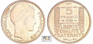 Troisième République (1871-1940) - 5 francs Turin 1933 essai bronze-nickel