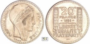Troisième république (1871-1940) - 20 francs Turin 1938 essai en nickel Troisième république (1871-1940) - 20 francs Turin 1938 essai en nickel
