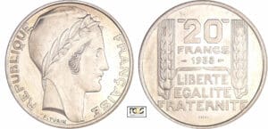Troisième République (1871-1940) - 20 francs Turin 1938 essai en aluminium