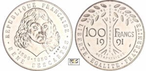 Cinquième république (1959- ) - 100 francs Descartes 1991 épreuve non adoptée