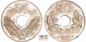 Troisième république (1871-1940) - 20 centimes 1942 essai en fer Troisième république (1871-1940) - 20 centimes 1942 essai en fer