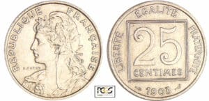 Troisième république (1871-1940) - 25 centimes Patey 1er type 1903 essai en nickel