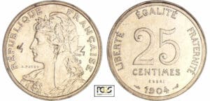 Troisième république (1871-1940) - 25 centimes Patey 1er type 1904 essai en nickel