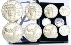 Etats-Unis - Coffret 2000, 100$, 50$, 25$, 10$ en platine