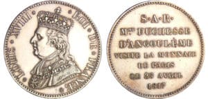 Louis XVIII (1815-1824) - Visite de la duchesse d'Angouleme à la monnaie de Paris - Module de la 5 francs 1817 Louis XVIII (1815-1824) - Visite de la duchesse d'Angouleme à la monnaie de Paris - Module de la 5 francs 1817