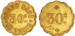 Tunisie - Monnaie de nécessité - grand café de Tunis, 30 cte ND