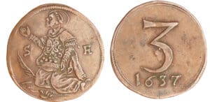 Lille - Paroisse de Saint-Etienne - Méreau de 3 deniers 1637