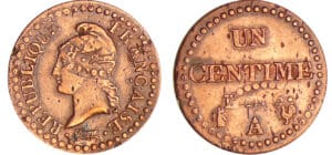 Directoire (1795-1799) - 1 centime Dupré An 6 A (Paris) double frappe Directoire (1795-1799) - 1 centime Dupré An 6 A (Paris) double frappe