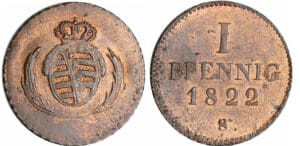 Allemagne - Sachsen - Friedrich August I (1806-1827) - Pfenning 1822 S