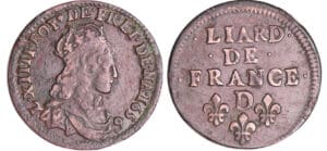 Louis XIV (1643-1715) - Liard de France, 2ème type au buste jeune - 1656 D (Vimy)