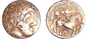 Calète - Quart de statère au sanglier aurige (100 av J.-C.) 