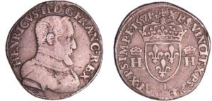 Henri II (1547-1559) - Teston à la tête nue - 1er type - 1557 D (Lyon)