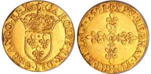 Charles IX (1560-1574) - Ecu d'or - 1er type - 1571 G (Poitiers)
