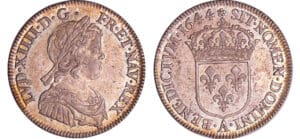 Louis XIV (1643-1715) - ¼ écu à la mèche courte - 1644 A (Paris)