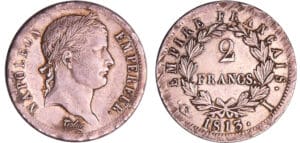 Napoléon 1er (1804-1814) - 2 francs revers empire 1813 I (Limoges) Napoléon 1er (1804-1814) - 2 francs revers empire 1813 I (Limoges)