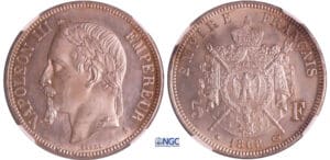 Napoléon III (1852-1870) - 5 francs tête laurée 1868 A (Paris)