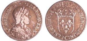 Louis XIV (1643-1715) - ½ écu à la mèche longue - 1651 C (Saint-Lô)