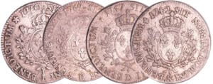 Louis XV (1715-1774) - lot de 4 Ecu au bandeau Louis XV (1715-1774) - lot de 4 Ecu au bandeau