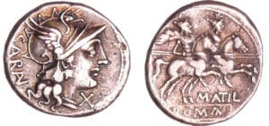 Atilia - Denier (148 av. J.-C.) Atilia - Denier (148 av. J.-C.)